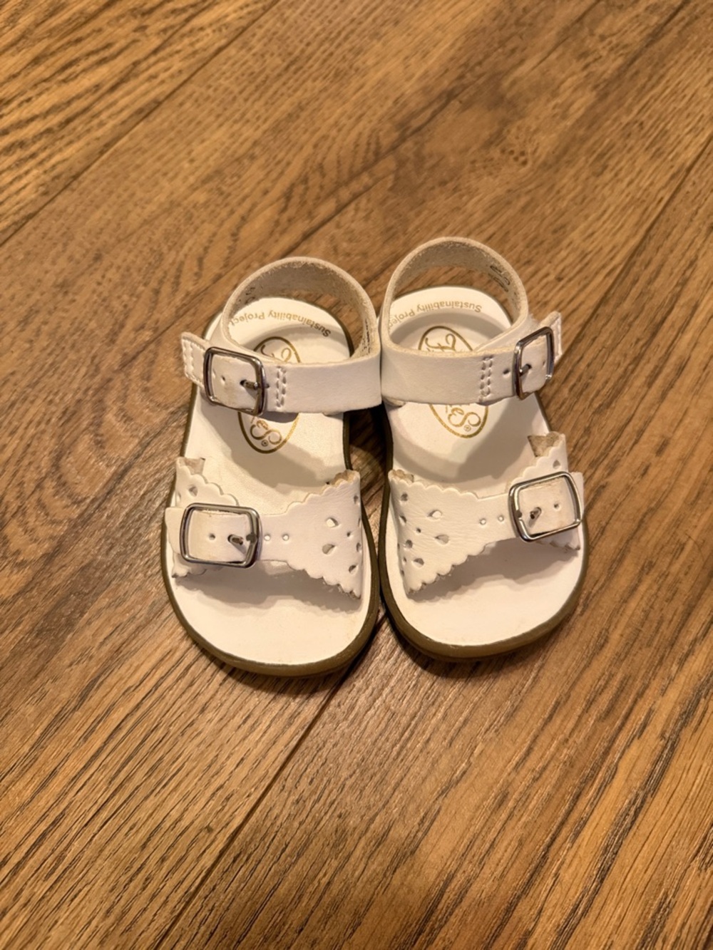 FootMates White Toddler Girl Buckle Sandals